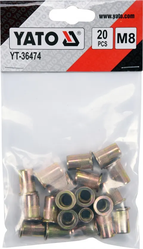 Nitonakrętki stalowe M8 20szt. YATO YT-36474