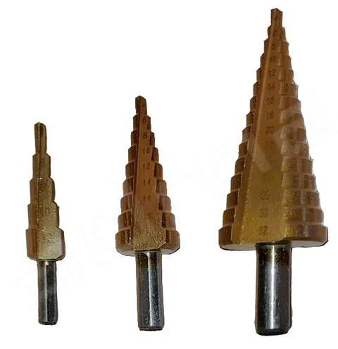 Wiertło Stopniowe Stożkowe Zestaw 3 szt tytanowe 4-32mm