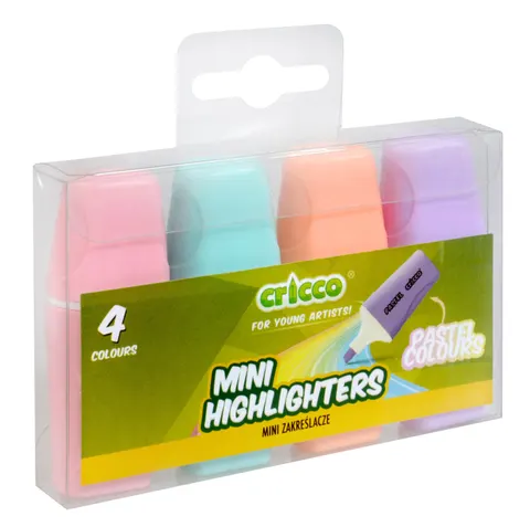 Zakreślacze mini Cricco pastel 4-KOL.ETUI