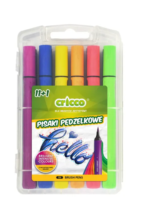 Pisaki pędzelkowe Cricco 11+1 kol.kaseta