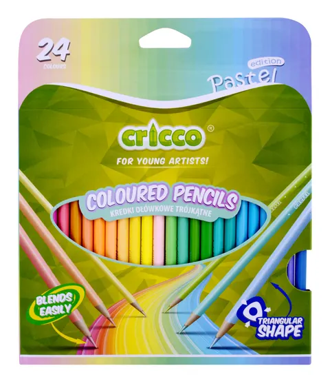 Kredki Cricco trójkątne 24-KOL.PASTELOWE