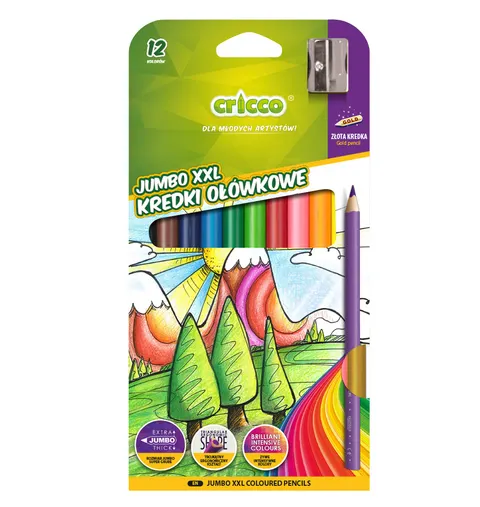 Kredki Cricco trójkątne grube 12 kol.