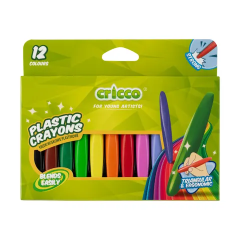 Kredki woskowe plastikowe Cricco 12 kol.