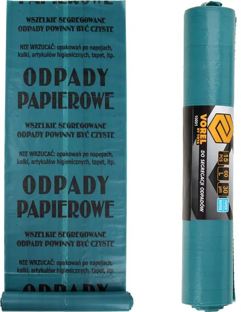 Worki na śmieci - papier (niebieskie) - 60L 15szt. VOREL 10001