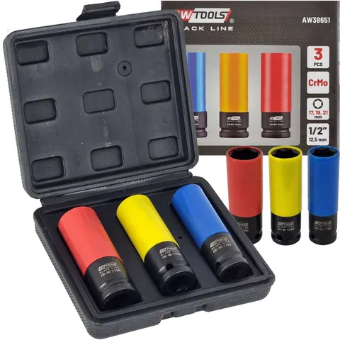 Zestaw nasadek udarowych do felg 3 sztuki AW TOOLS AW38651
