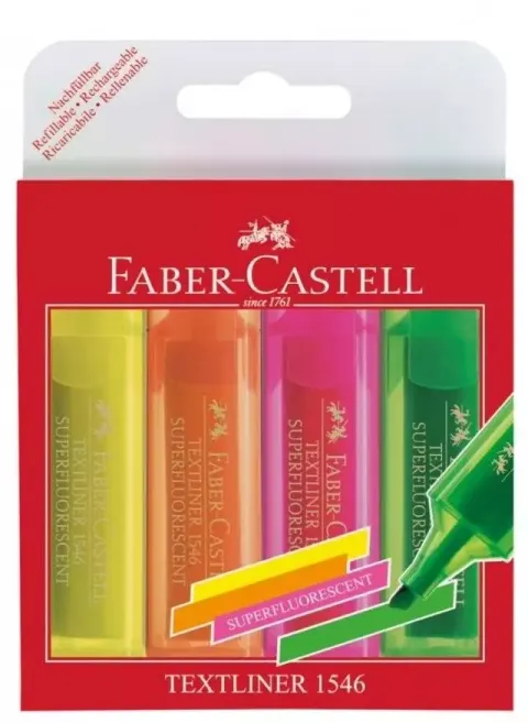 Zakreślacz 1546 4 kolory super NEON 254600 Faber-Castell