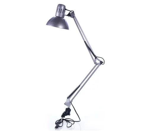 Lampka biurkowa kreślarska E27 przykręcana Srebrna