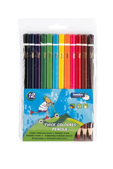 Kredki lambo school trójkątne grube 12 kol. etui