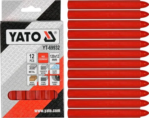 Kreda techniczne do znakowania czerwona - kpl. 12 szt. YATO YT-69932