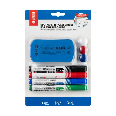 Zestaw markerów do tablic i flipchartów MemoBe z gąbką i magnesami