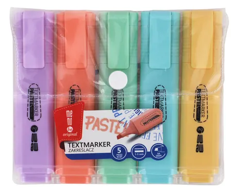 Zakreślacz MEMOBE, pastelowy, 5 kolorów etui