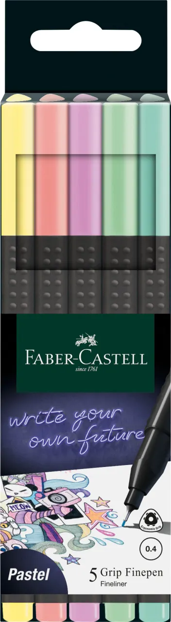 Cienkopisy grip 5 kol. pastelowych Faber-Castell