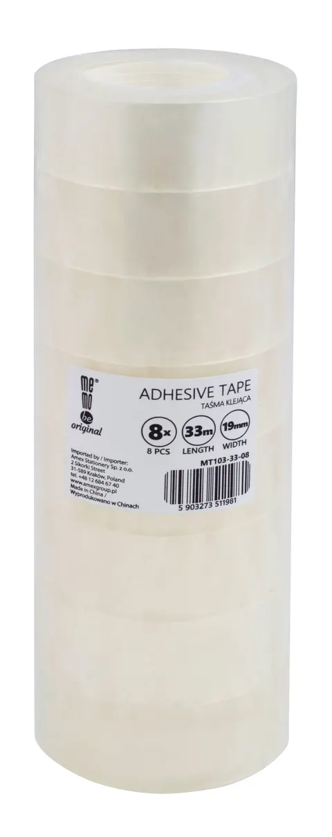 Taśma klejąca MemoBe 19mm x 33m , 8 sztsłupek