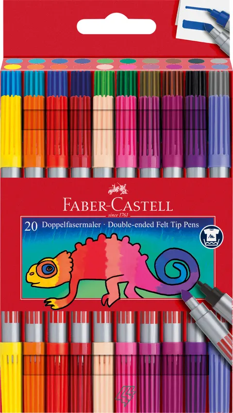 Flamastry dwustronne etui 20 kol. Faber-Castell