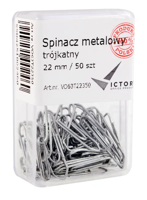 Spinacz metalowy trójkątny 22 mm op. 50 szt. victory office