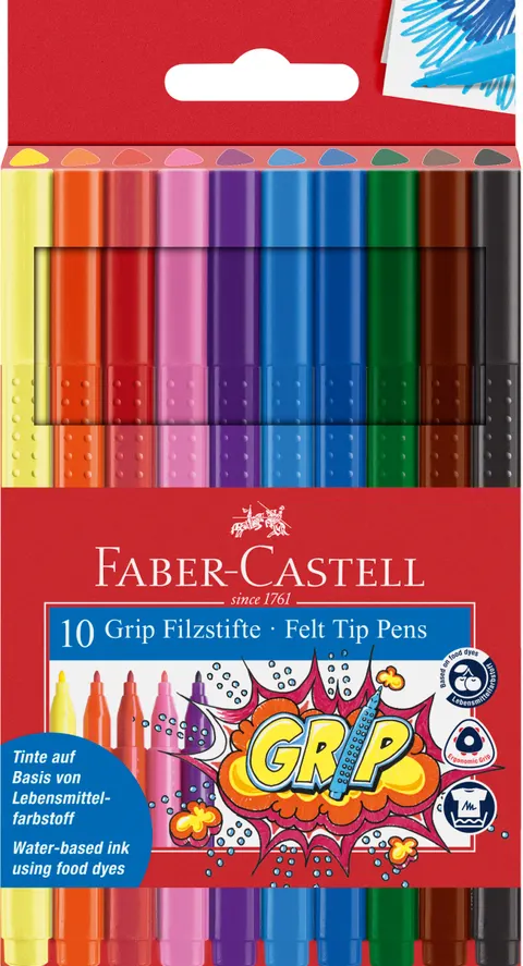 Flamastry grip 10 kol. w etui Faber-Castell