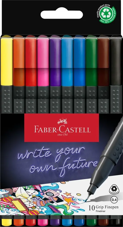 Cienkopisy grip 10 kol. w etui Faber-Castell