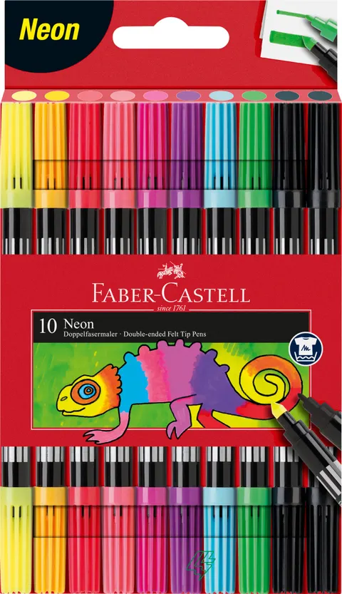 Flamastry dwustronne etui 10 kol. neon Faber-Castell