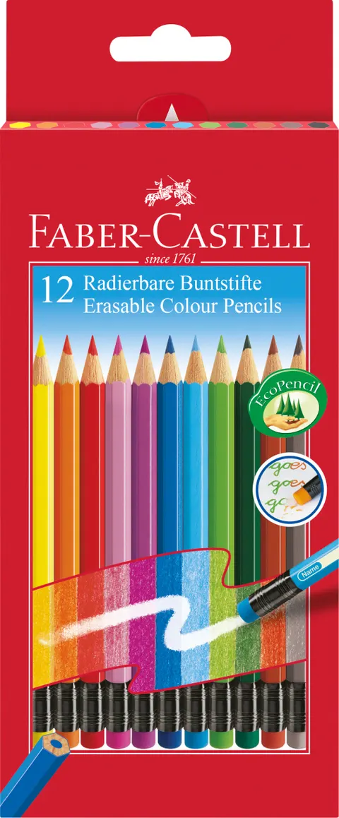 Kredki z gumką 12 kol. opakowanie karton Faber-Castell