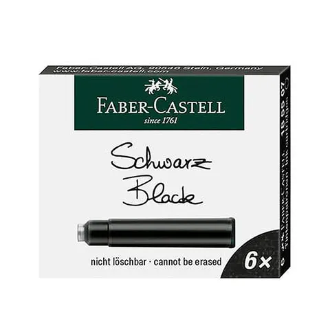 Naboje do pióra atramentowe Faber-Castell krótkie czarne