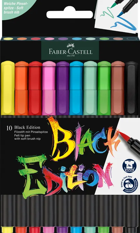 Pisaki pędzelkowe black edition 10 kol. Faber-Castell