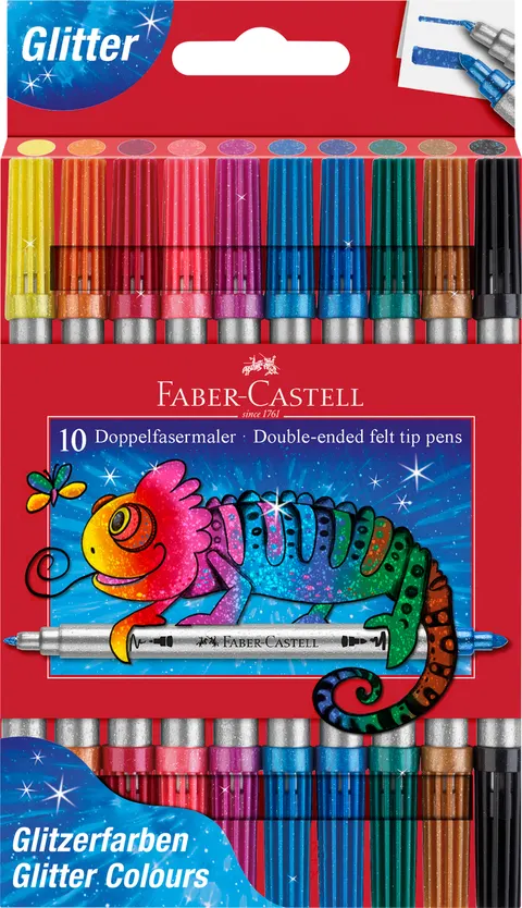 Flamastry dwustronne etui 10 kol. brokatowych Faber-Castell