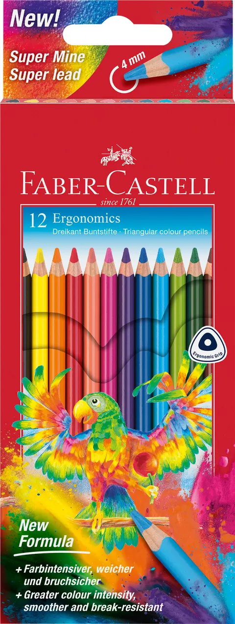 Kredki trójkątne ergonomics 12 kol. grafit 4 mm Faber-Castell