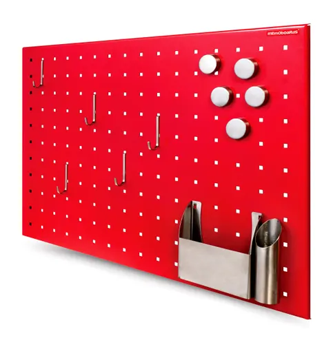 TABLICA MAGNETYCZNA BEZ RAMY MEMOBOARDS, CZERWONA Z OTWORAMI, 50x35 cm
