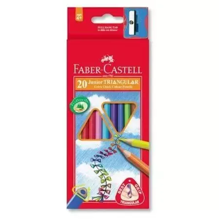 Kredki jumbo trójkątne 20 kol. + temperówka opakowanie karton Faber-Castell