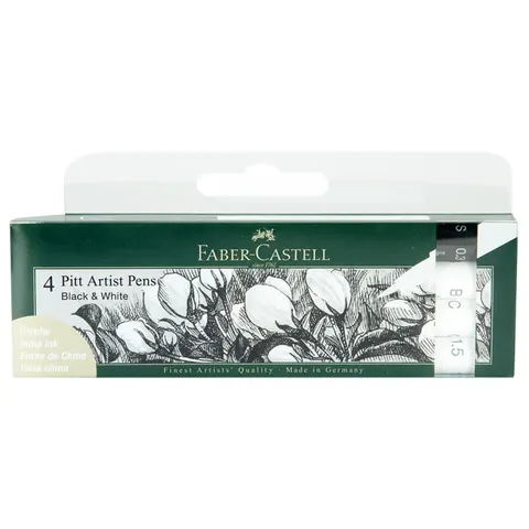 Pitt artist pen black&white 4 szt.etui Faber-Castell