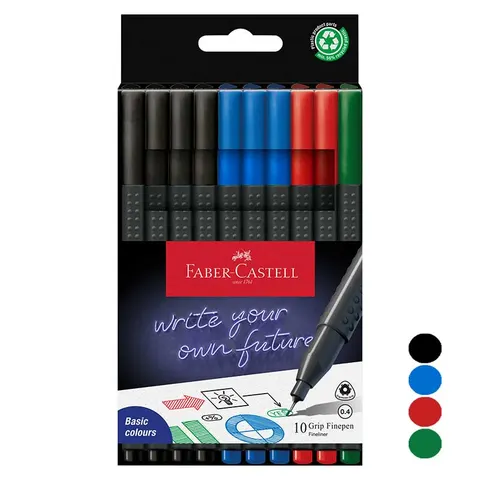 Cienkopisy Faber-Castell Grip Finepen zestaw 10 szt. Basic