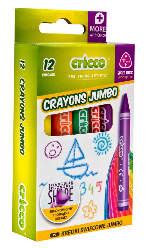 Kredki Cricco świecowe jumbo KPL.12-KOL.