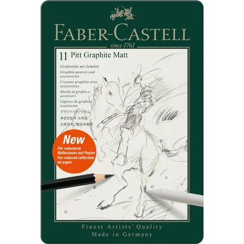 Ołówek artystyczny pitt graphite matt 8 szt. + akcesoria opakowanie metalowe Faber-Castell