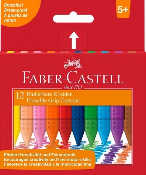 Kredki grip trójkątne woskowe 12 kol. op. karton Faber-Castell