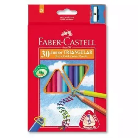 Kredki jumbo trójkątne 30 kol. + temperówka opakowanie karton Faber-Castell