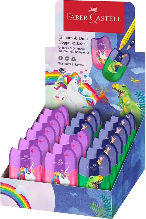Temperówka podwójna jednorożec/dinozaury mix Faber-Castell