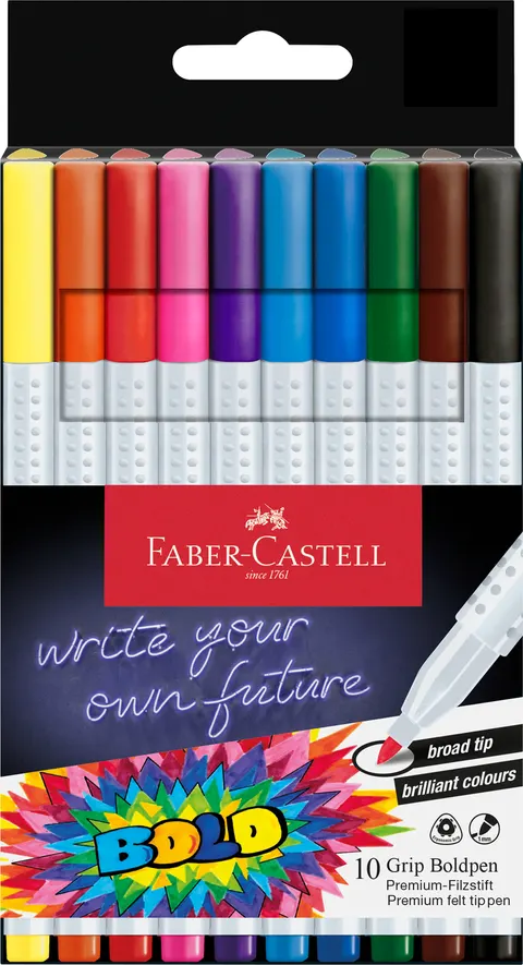 Flamastry grip boldpen 10 kol. Faber-Castell