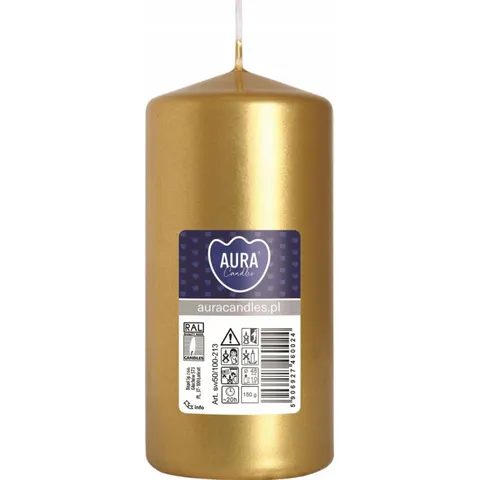 Świeca walec złoty metalik sw50/100-213 Bispol