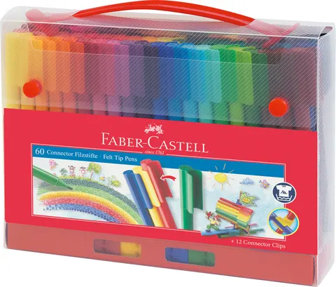 Flamastry connector 60 szt. w walizce Faber-Castell