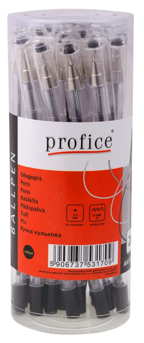 Długopis Profice czarny 20 szt. tuba