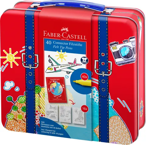 Flamastry connector 40 szt. metalowa walizka Faber-Castell