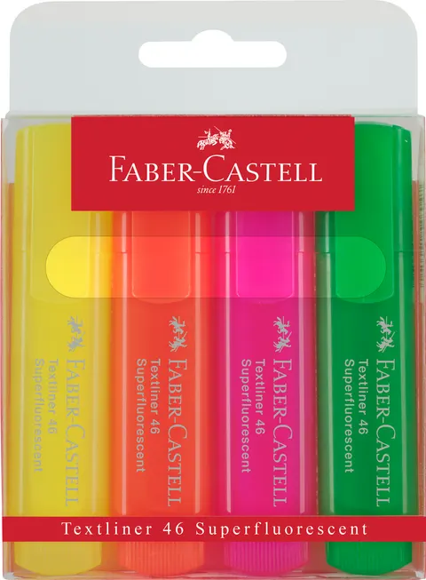 Zakreślacz 1546 4 kol. etui plastikowe Faber-Castell