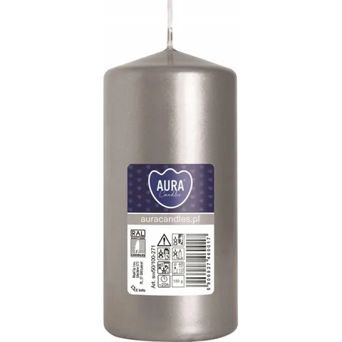 Świeca walec srebrny metalik sw50/100-271 Bispol