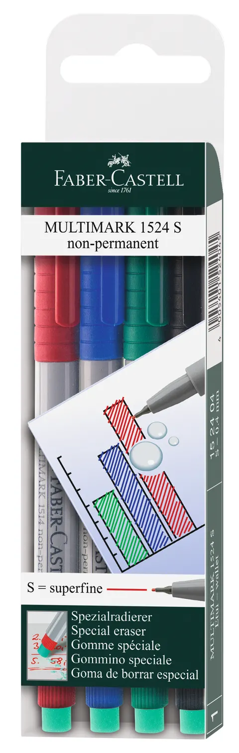 Multimark OHP niepermanentny s 4 kol. w etui Faber-Castell