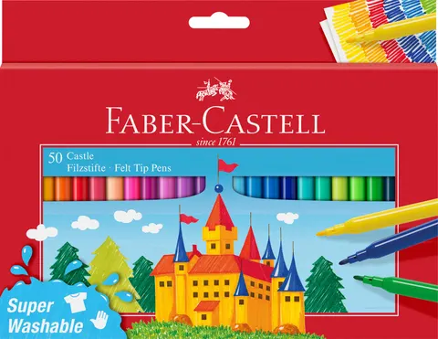 Flamastry zamek 50 kol. op. kartonowe Faber-Castell