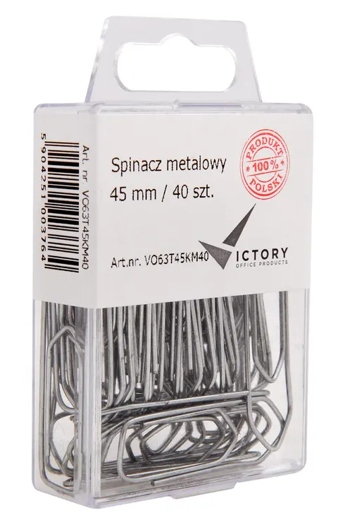Spinacz metalowy trójkątny 45 mm opkm 40 szt. victory office