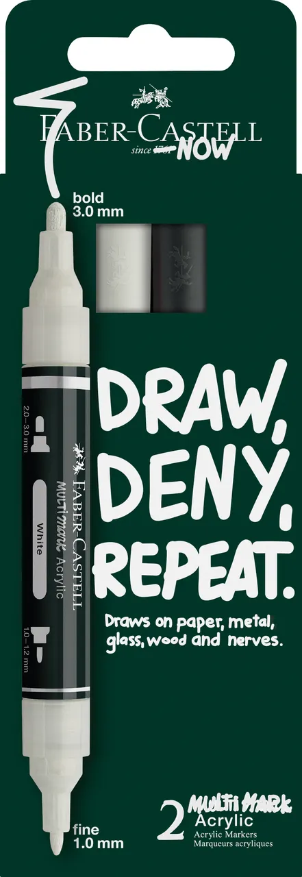 Marker akrylowy multimark 2 kol. czarnyi biały Faber-Castell