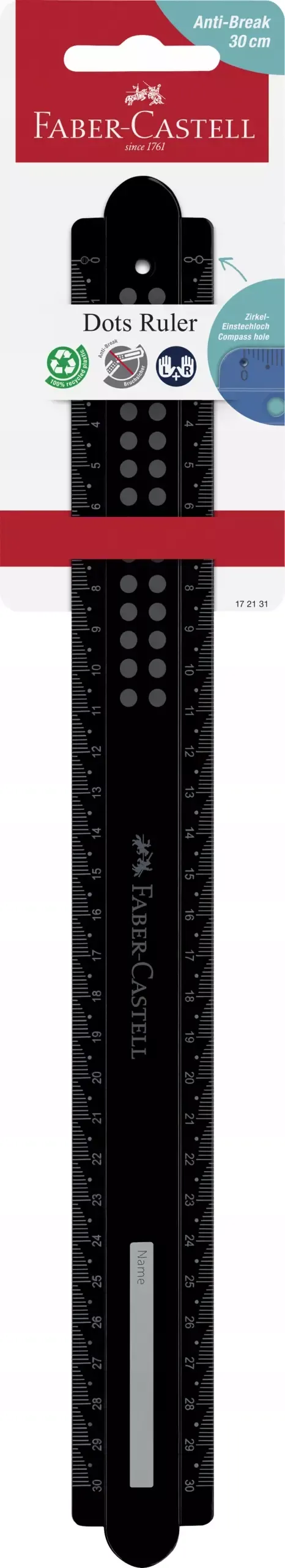 Linijka dots 30 cm odporna na złamania czarna Faber-Castell
