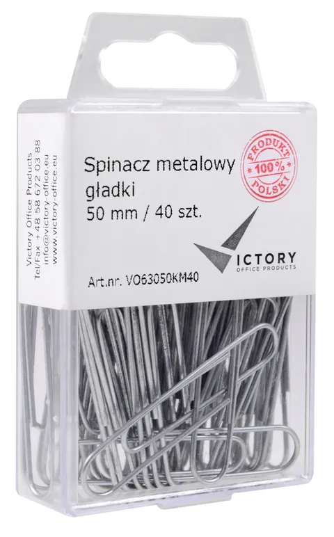Spinacz metalowy gładki 50 mm opkm 40 szt. victory office