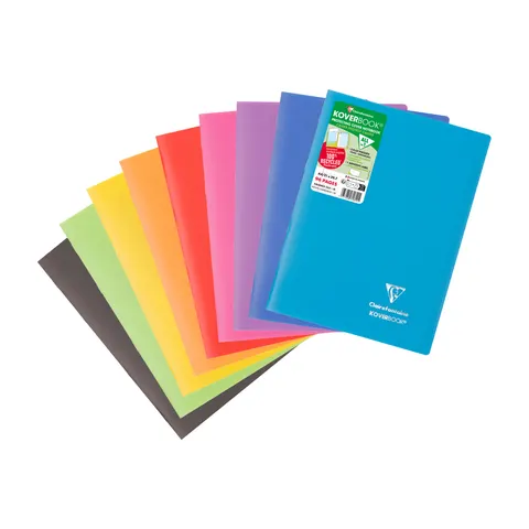 Zeszyt koverbook, w okładce z PP z recyklingu, A4, w kratkę, 48 kartek, mix kolorów clairefontaine